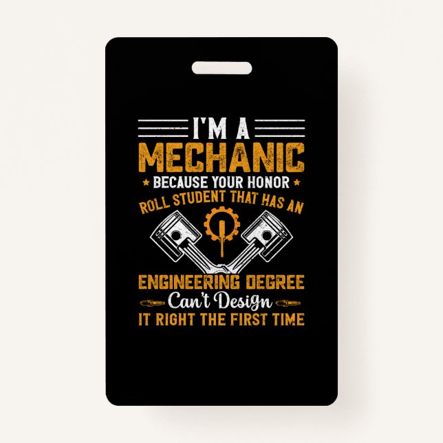 Mechanic Art | I Am A Mechanic Badge (Front)