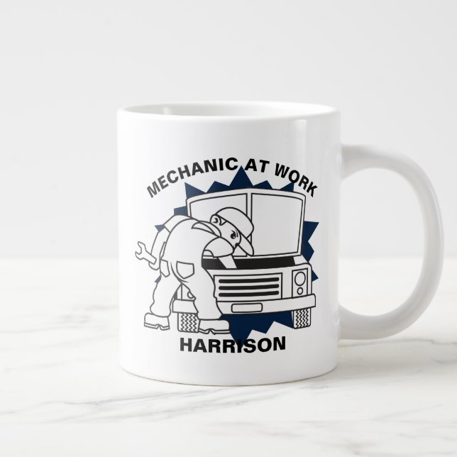 Mechanic At Work Auto Repairs Large Coffee Mug (Right)
