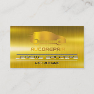 Mechanic     Auto Logo   Gold Metallic Business Card