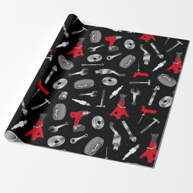 Mechanic Auto Repair Garage Worker Wrapping Paper (Unrolled)
