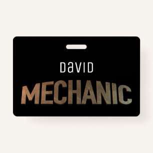 Mechanic auto repair metal typography badge