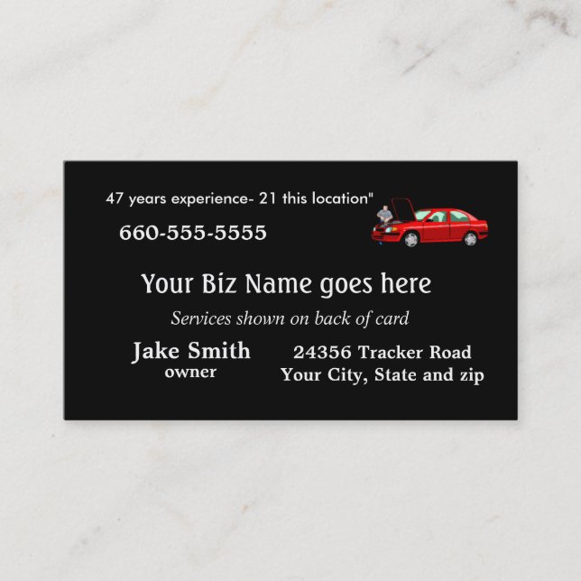 Mechanic Business Card2- customize Appointment Card (Front)
