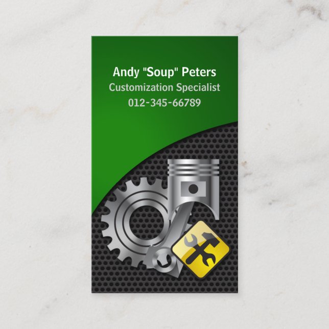 Mechanic Business Card Piston and Gear (Front)