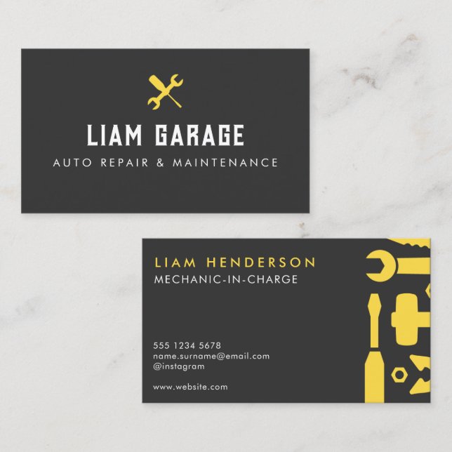 Mechanic Business Cards Auto Repair (Front/Back)