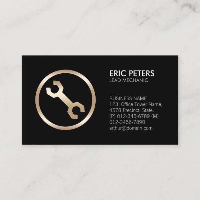 Mechanic Car Auto Repair Engine Icon Business Card (Front)