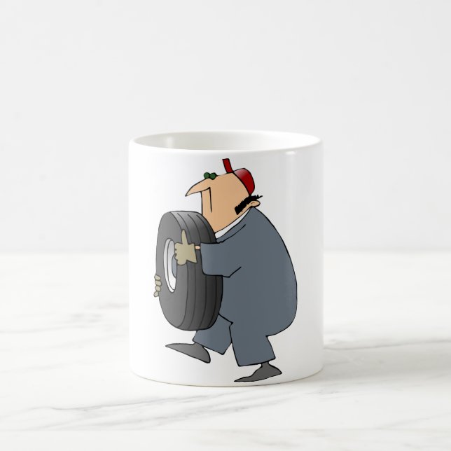 Mechanic Carrying A Tire Mug (Center)