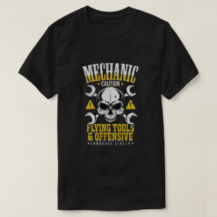 Mechanic Caution Flying Tools Car Mechanics T-Shirt
