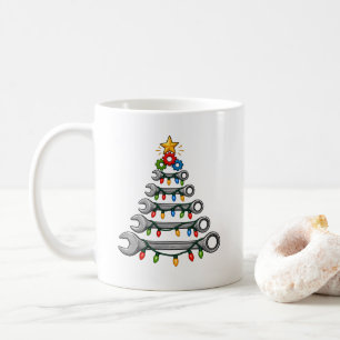 Mechanic Christmas Gift Wrench Tree Holiday Coffee Mug