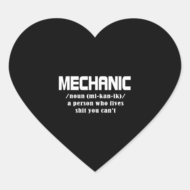 Mechanic Christmas Heart Sticker (Front)