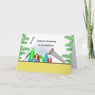 Mechanic, Christmas Retro Presents, Tools Holiday Card