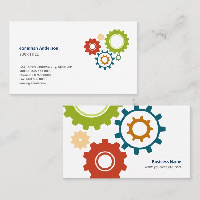 Mechanic Cogs Engineer business cards (Front/Back)