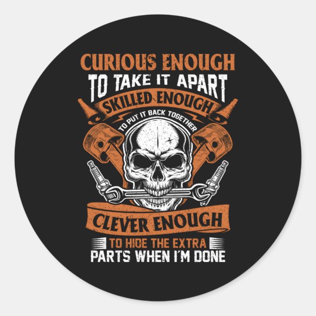 Mechanic Curious Sed And Clever Car Fixing Classic Round Sticker (Front)