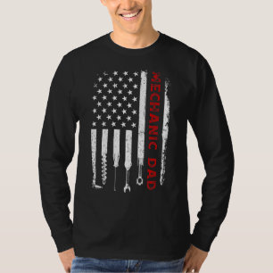 Mechanic Dad Distressed American Flag Father's Day T-Shirt