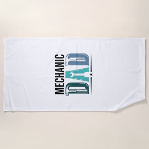 Mechanic Dad Vintage Tool Typography Design_1 Beach Towel