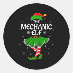 Mechanic Elf Christmas Family Girls Women Elf Squa Classic Round Sticker