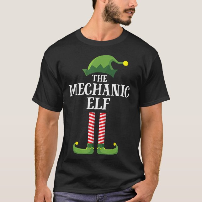 Mechanic Elf Matching Family Group Christmas Party T-Shirt (Front)