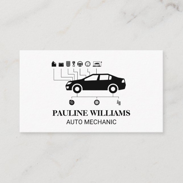 Mechanic | Engineer | Auto Diagram Business Card (Front)