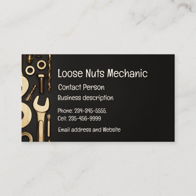 Mechanic, Engineer, Fix-it Handyman Business Card (Front)