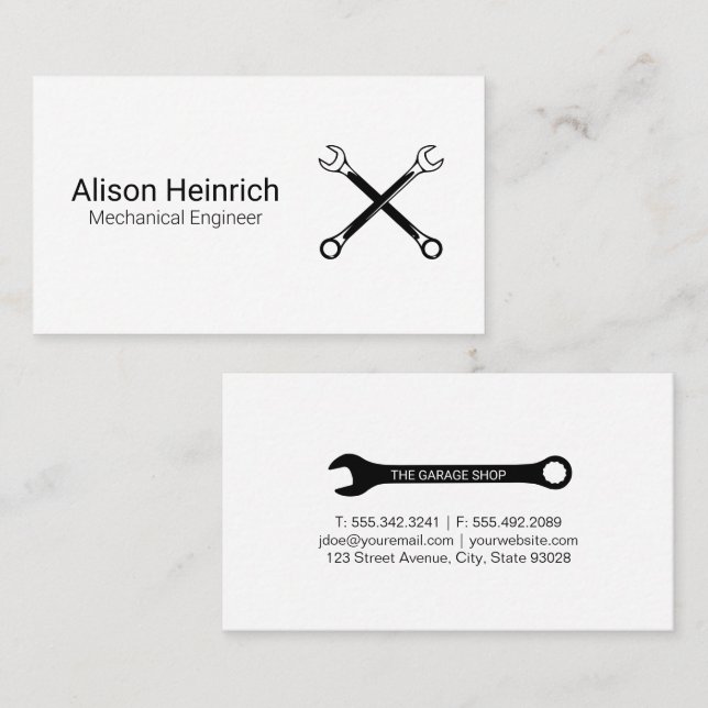 Mechanic | Engineer | Garage Shop | Wrenches Business Card (Front/Back)