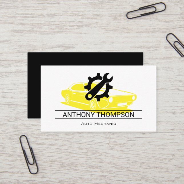 Mechanic | Engineer | Wrench Gear Logo Business Card (Front/Back In Situ)
