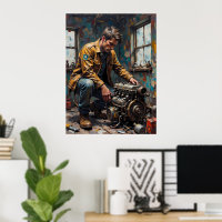 Mechanic Examining Engine