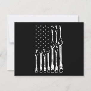 Mechanic Flag American Patriotic Flag Car Mechanic Holiday Card