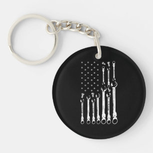 Mechanic Flag American Patriotic Flag Car Mechanic Keychain