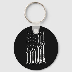 Mechanic Flag American Patriotic Flag Car Mechanic Keychain