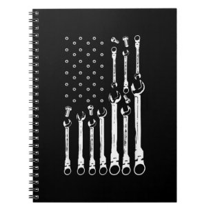 Mechanic Flag American Patriotic Flag Car Mechanic Notebook