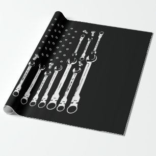 Mechanic Flag American Patriotic Flag Car Mechanic Wrapping Paper
