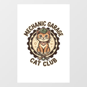 Mechanic Garage Cat POD Vector Art - Mechanic Gara Window Cling