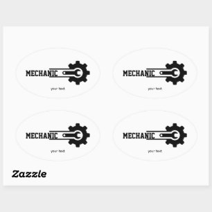 Mechanic Gear Logo – Automotive & Workshop Design Oval Sticker