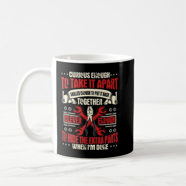 Mechanic Gifts Funny Car Repair Design On Back   Coffee Mug (Left)
