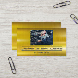 Mechanic   Gold Metal   Engine Work Business Card
