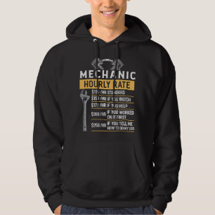 Mechanic Hourly Rate Funny Car Mechanic Hoodie