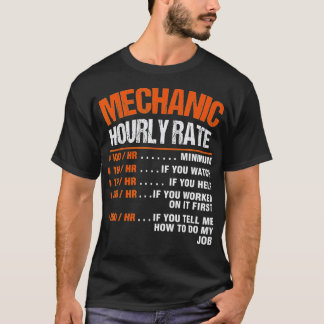 Mechanic Hourly Rate Gift  Dad Son Funny Labor Rat T-Shirt