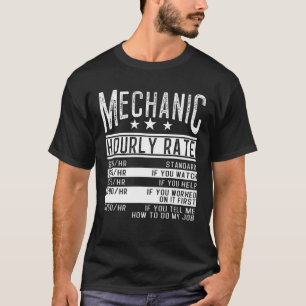 Mechanic Hourly Rate Skull Broke Funny Fixing Fix T-Shirt