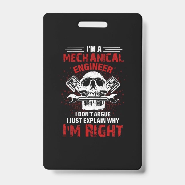 Mechanic I Am A Mechanical Engineer Badge (Front)