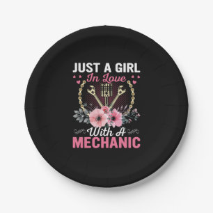 Mechanic Just A Girl In Love With A Mechanic Paper Plate