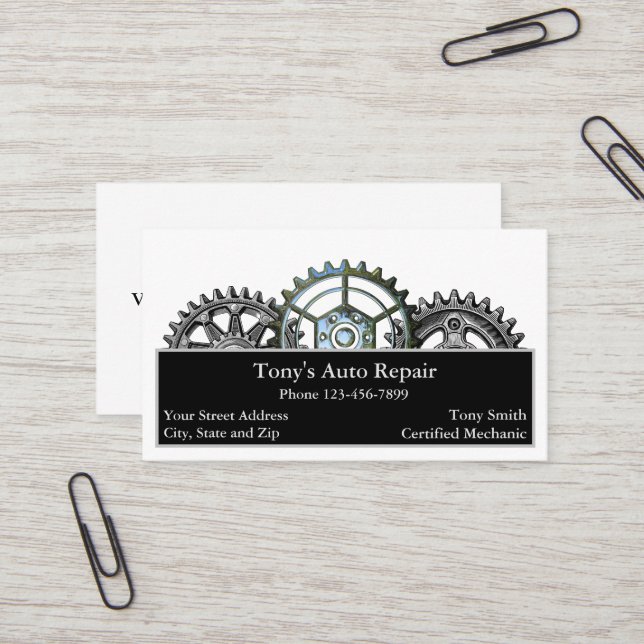 Mechanic Mechanical Engineer Auto Business Card (Front/Back In Situ)