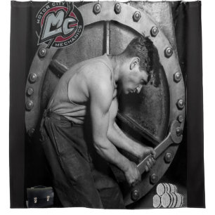 Mechanic mens black showercurtain
