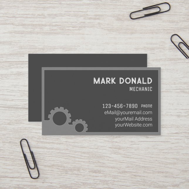 Mechanic Modern Custom Business Card (Front/Back In Situ)