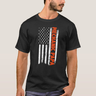Mechanic Papa American Flag Father's Day T-Shirt