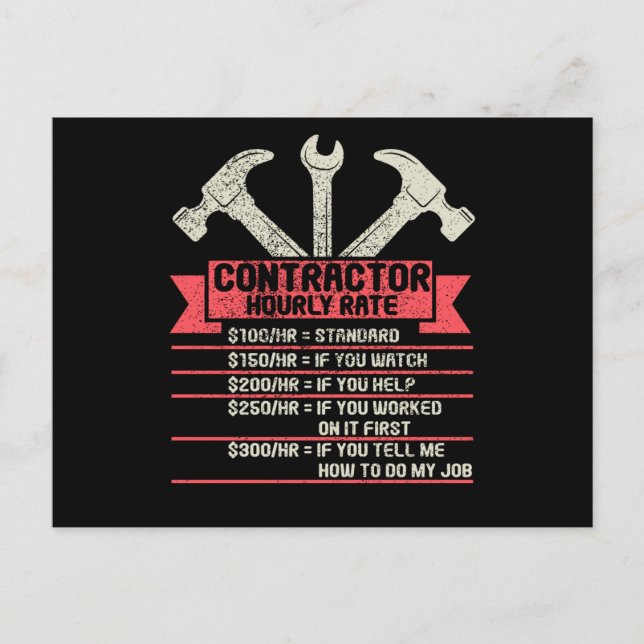 Mechanic Repair Hourly Rate Hourly Rate Postcard (Front)