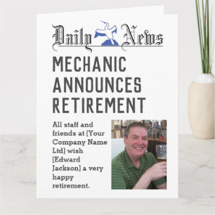 Mechanic Retirement Card to Personalise