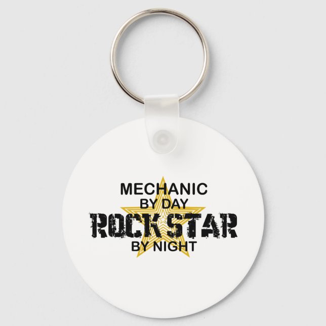 Mechanic Rock Star by Night Keychain (Front)