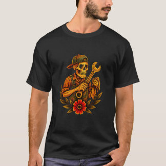 Mechanic Skeleton Vintage Auto Repair Old School T T-Shirt