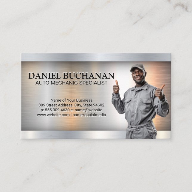 Mechanic Smiling | Auto Technician Business Card (Front)