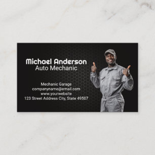 Mechanic Smiling Thumbs Up   Auto Service Business Card