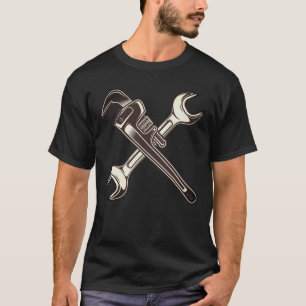 Mechanic spanner with construction plumbing wrench T-Shirt